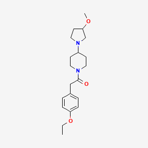molecular formula C20H30N2O3 B2924449 2-(4-Ethoxyphenyl)-1-(4-(3-methoxypyrrolidin-1-yl)piperidin-1-yl)ethan-1-one CAS No. 2309552-08-5