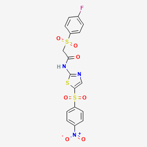 2-((4-fluorophenyl)sulfonyl)-N-(5-((4-nitrophenyl)sulfonyl)thiazol-2-yl)acetamide