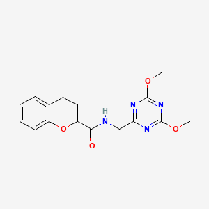 molecular formula C16H18N4O4 B2924462 N-((4,6-二甲氧基-1,3,5-三嗪-2-基)甲基)色满-2-甲酰胺 CAS No. 2034425-41-5