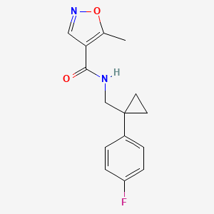 molecular formula C15H15FN2O2 B2924463 N-((1-(4-fluorophenyl)cyclopropyl)methyl)-5-methylisoxazole-4-carboxamide CAS No. 1428349-36-3