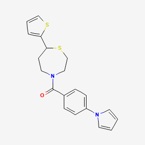 molecular formula C20H20N2OS2 B2924475 (4-(1H-pyrrol-1-yl)phenyl)(7-(thiophen-2-yl)-1,4-thiazepan-4-yl)methanone CAS No. 1704635-46-0