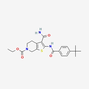 molecular formula C22H27N3O4S B2924476 ethyl 2-(4-(tert-butyl)benzamido)-3-carbamoyl-4,5-dihydrothieno[2,3-c]pyridine-6(7H)-carboxylate CAS No. 920455-06-7