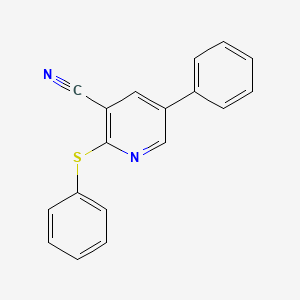 molecular formula C18H12N2S B2924483 5-Phenyl-2-(phenylsulfanyl)nicotinonitrile CAS No. 338795-41-8