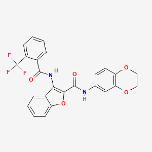 N-(2,3-dihydrobenzo[b][1,4]dioxin-6-yl)-3-(2-(trifluoromethyl)benzamido)benzofuran-2-carboxamide