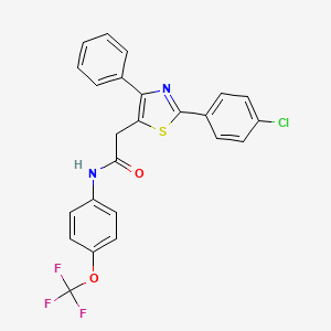 molecular formula C24H16ClF3N2O2S B2924497 2-[2-(4-chlorophenyl)-4-phenyl-1,3-thiazol-5-yl]-N-[4-(trifluoromethoxy)phenyl]acetamide CAS No. 338957-15-6