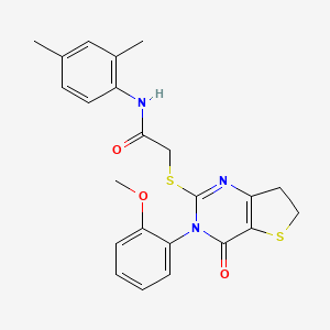 molecular formula C23H23N3O3S2 B2924499 N-(2,4-dimethylphenyl)-2-[[3-(2-methoxyphenyl)-4-oxo-6,7-dihydrothieno[3,2-d]pyrimidin-2-yl]sulfanyl]acetamide CAS No. 686772-10-1