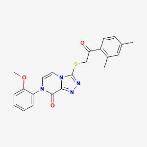 molecular formula C22H20N4O3S B2924508 3-{[2-(2,4-dimethylphenyl)-2-oxoethyl]sulfanyl}-7-(2-methoxyphenyl)-7H,8H-[1,2,4]triazolo[4,3-a]pyrazin-8-one CAS No. 1243048-86-3