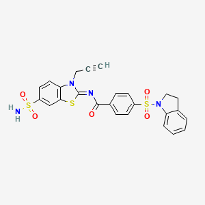 molecular formula C25H20N4O5S3 B2924516 (Z)-4-(indolin-1-ylsulfonyl)-N-(3-(prop-2-yn-1-yl)-6-sulfamoylbenzo[d]thiazol-2(3H)-ylidene)benzamide CAS No. 865197-22-4