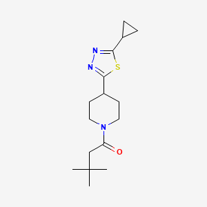 molecular formula C16H25N3OS B2924519 1-(4-(5-Cyclopropyl-1,3,4-thiadiazol-2-yl)piperidin-1-yl)-3,3-dimethylbutan-1-one CAS No. 1105230-66-7