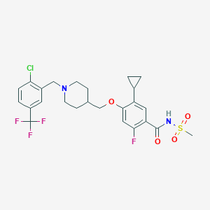 molecular formula C25H27ClF4N2O4S B2924522 4-((1-(2-氯-5-(三氟甲基)苄基)哌啶-4-基)甲氧基)-5-环丙基-2-氟-N-(甲磺酰基)苯甲酰胺 CAS No. 1788071-27-1