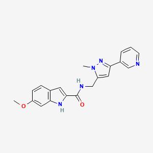 6-methoxy-N-((1-methyl-3-(pyridin-3-yl)-1H-pyrazol-5-yl)methyl)-1H-indole-2-carboxamide