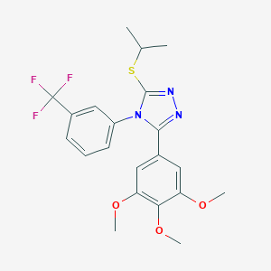 molecular formula C21H22F3N3O3S B292453 3-(isopropylsulfanyl)-4-[3-(trifluoromethyl)phenyl]-5-(3,4,5-trimethoxyphenyl)-4H-1,2,4-triazole 