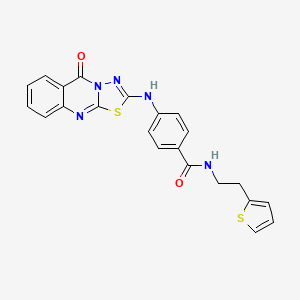 4-[(5-oxo-5H-[1,3,4]thiadiazolo[2,3-b]quinazolin-2-yl)amino]-N-[2-(2-thienyl)ethyl]benzamide