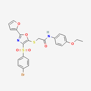 molecular formula C23H19BrN2O6S2 B2924558 2-((4-((4-bromophenyl)sulfonyl)-2-(furan-2-yl)oxazol-5-yl)thio)-N-(4-ethoxyphenyl)acetamide CAS No. 686738-20-5