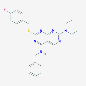 N-benzyl-N-{7-(diethylamino)-2-[(4-fluorobenzyl)sulfanyl]pyrimido[4,5-d]pyrimidin-4-yl}amine