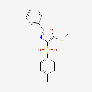 molecular formula C17H15NO3S2 B2924567 5-(Methylthio)-2-phenyl-4-tosyloxazole CAS No. 145317-92-6