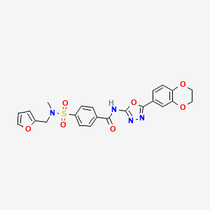 molecular formula C23H20N4O7S B2924571 N-(5-(2,3-dihydrobenzo[b][1,4]dioxin-6-yl)-1,3,4-oxadiazol-2-yl)-4-(N-(furan-2-ylmethyl)-N-methylsulfamoyl)benzamide CAS No. 941915-04-4