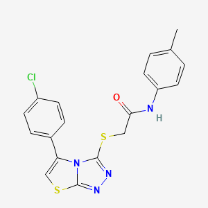molecular formula C19H15ClN4OS2 B2924581 2-((5-(4-chlorophenyl)thiazolo[2,3-c][1,2,4]triazol-3-yl)thio)-N-(p-tolyl)acetamide CAS No. 671199-89-6