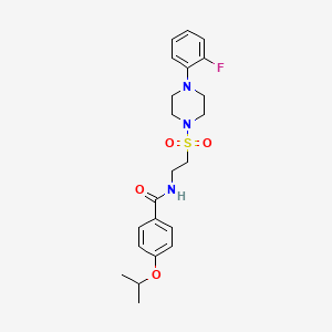 molecular formula C22H28FN3O4S B2924583 N-(2-((4-(2-fluorophenyl)piperazin-1-yl)sulfonyl)ethyl)-4-isopropoxybenzamide CAS No. 897613-53-5