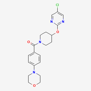 molecular formula C20H23ClN4O3 B2924585 [4-(5-Chloropyrimidin-2-yl)oxypiperidin-1-yl]-(4-morpholin-4-ylphenyl)methanone CAS No. 2415603-11-9