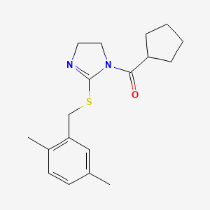 cyclopentyl(2-((2,5-dimethylbenzyl)thio)-4,5-dihydro-1H-imidazol-1-yl)methanone