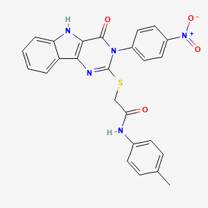 2-((3-(4-nitrophenyl)-4-oxo-4,5-dihydro-3H-pyrimido[5,4-b]indol-2-yl)thio)-N-(p-tolyl)acetamide