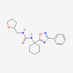 molecular formula C20H26N4O3 B2924610 N-[1-(3-phenyl-1,2,4-oxadiazol-5-yl)cyclohexyl]-N'-(tetrahydrofuran-2-ylmethyl)urea CAS No. 1396681-14-3