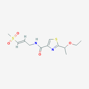 molecular formula C12H18N2O4S2 B2924617 2-(1-Ethoxyethyl)-N-[(E)-3-methylsulfonylprop-2-enyl]-1,3-thiazole-4-carboxamide CAS No. 2305572-27-2