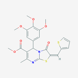 molecular formula C23H22N2O6S2 B292462 methyl 7-methyl-3-oxo-2-(2-thienylmethylene)-5-(3,4,5-trimethoxyphenyl)-2,3-dihydro-5H-[1,3]thiazolo[3,2-a]pyrimidine-6-carboxylate 