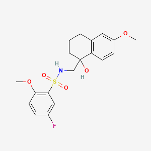 molecular formula C19H22FNO5S B2924623 5-fluoro-N-((1-hydroxy-6-methoxy-1,2,3,4-tetrahydronaphthalen-1-yl)methyl)-2-methoxybenzenesulfonamide CAS No. 2034443-15-5