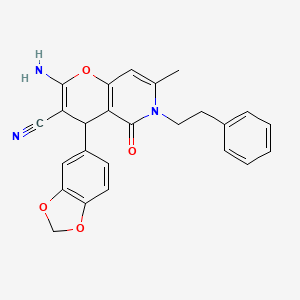 2-amino-4-(1,3-benzodioxol-5-yl)-7-methyl-5-oxo-6-(2-phenylethyl)-5,6-dihydro-4H-pyrano[3,2-c]pyridine-3-carbonitrile