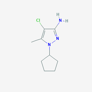 molecular formula C9H14ClN3 B2924642 4-Chloro-1-cyclopentyl-5-methyl-1H-pyrazol-3-amine CAS No. 1006481-68-0