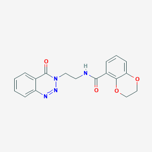 molecular formula C18H16N4O4 B2924646 N-(2-(4-氧代苯并[d][1,2,3]三嗪-3(4H)-基)乙基)-2,3-二氢苯并[b][1,4]二噁英-5-甲酰胺 CAS No. 2034376-10-6