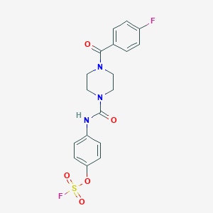 molecular formula C18H17F2N3O5S B2924648 1-(4-Fluorobenzoyl)-4-[(4-fluorosulfonyloxyphenyl)carbamoyl]piperazine CAS No. 2411245-89-9