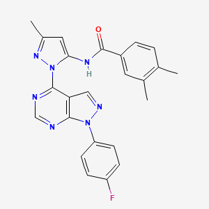 molecular formula C24H20FN7O B2924649 N-{1-[1-(4-fluorophenyl)-1H-pyrazolo[3,4-d]pyrimidin-4-yl]-3-methyl-1H-pyrazol-5-yl}-3,4-dimethylbenzamide CAS No. 1007061-69-9
