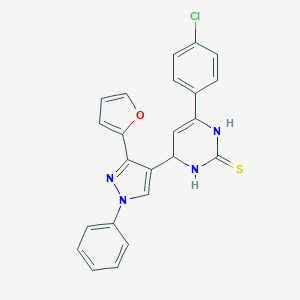 molecular formula C23H17ClN4OS B292465 6-(4-chlorophenyl)-4-[3-(2-furyl)-1-phenyl-1H-pyrazol-4-yl]-3,4-dihydro-2(1H)-pyrimidinethione 