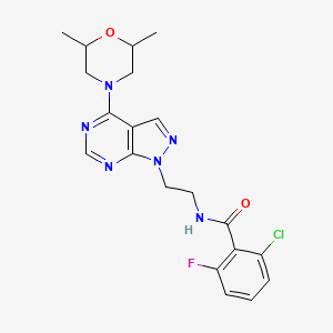 molecular formula C20H22ClFN6O2 B2924659 2-chloro-N-(2-(4-(2,6-dimethylmorpholino)-1H-pyrazolo[3,4-d]pyrimidin-1-yl)ethyl)-6-fluorobenzamide CAS No. 1171952-13-8