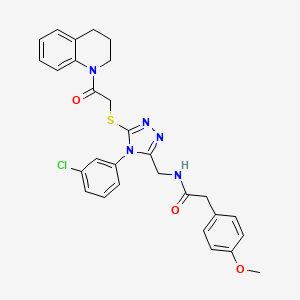 molecular formula C29H28ClN5O3S B2924664 N-((4-(3-chlorophenyl)-5-((2-(3,4-dihydroquinolin-1(2H)-yl)-2-oxoethyl)thio)-4H-1,2,4-triazol-3-yl)methyl)-2-(4-methoxyphenyl)acetamide CAS No. 392680-14-7