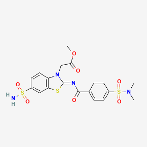 Methyl 2-[2-[4-(dimethylsulfamoyl)benzoyl]imino-6-sulfamoyl-1,3-benzothiazol-3-yl]acetate