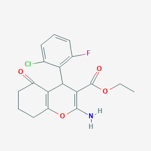 molecular formula C18H17ClFNO4 B2924668 2-氨基-4-(2-氯-6-氟苯基)-5-氧代-5,6,7,8-四氢-4H-色满-3-羧酸乙酯 CAS No. 326919-69-1
