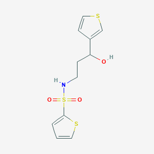 molecular formula C11H13NO3S3 B2924687 N-(3-hydroxy-3-(thiophen-3-yl)propyl)thiophene-2-sulfonamide CAS No. 2034404-70-9