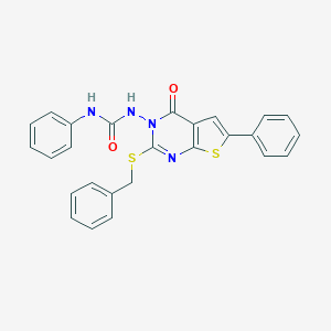 molecular formula C26H20N4O2S2 B292469 N-(2-(benzylsulfanyl)-4-oxo-6-phenylthieno[2,3-d]pyrimidin-3(4H)-yl)-N'-phenylurea 