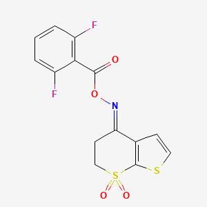 molecular formula C14H9F2NO4S2 B2924690 [(E)-(7,7-dioxo-5,6-dihydrothieno[2,3-b]thiopyran-4-ylidene)amino] 2,6-difluorobenzoate CAS No. 478049-57-9