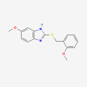 molecular formula C16H16N2O2S B2924698 5-methoxy-2-((2-methoxybenzyl)thio)-1H-benzo[d]imidazole CAS No. 401595-06-0