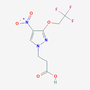 molecular formula C8H8F3N3O5 B2924700 3-[4-nitro-3-(2,2,2-trifluoroethoxy)-1H-pyrazol-1-yl]propanoic acid CAS No. 1856064-32-8
