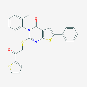 molecular formula C25H18N2O2S3 B292471 3-(2-methylphenyl)-2-{[2-oxo-2-(2-thienyl)ethyl]sulfanyl}-6-phenylthieno[2,3-d]pyrimidin-4(3H)-one 