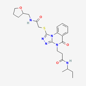 molecular formula C23H30N6O4S B2924715 N-(仲丁基)-3-[5-氧代-1-({2-氧代-2-[(四氢呋喃-2-基甲基)氨基]乙基}硫)[1,2,4]三唑并[4,3-a]喹唑啉-4(5H)-基]丙酰胺 CAS No. 1113104-56-5