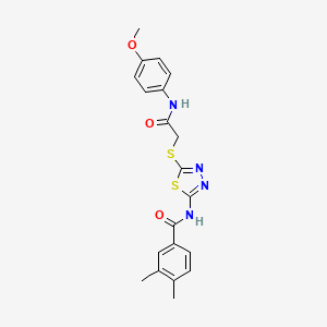 N-(5-((2-((4-methoxyphenyl)amino)-2-oxoethyl)thio)-1,3,4-thiadiazol-2-yl)-3,4-dimethylbenzamide