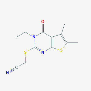 [(3-Ethyl-5,6-dimethyl-4-oxo-3,4-dihydrothieno[2,3-d]pyrimidin-2-yl)sulfanyl]acetonitrile