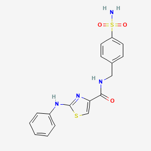 molecular formula C17H16N4O3S2 B2924720 2-(phenylamino)-N-(4-sulfamoylbenzyl)thiazole-4-carboxamide CAS No. 1105228-25-8
